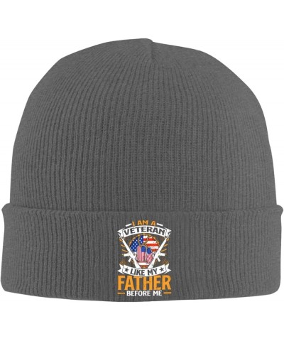 I Am A Veteran Like My Father Before Me Adult Knitted Hat Beanie Winter Warm Skull Hat - Men Women Deep Heather $21.74 Skulli...