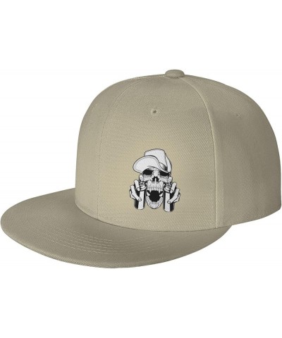 Skull with A Hat Holding Spray Paint Baseball Cap Snapback Trucker Hat for Men Women Flat Bill Hats Natural $11.41 Baseball Caps