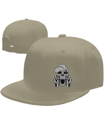 Skull with A Hat Holding Spray Paint Baseball Cap Snapback Trucker Hat for Men Women Flat Bill Hats Natural $11.41 Baseball Caps