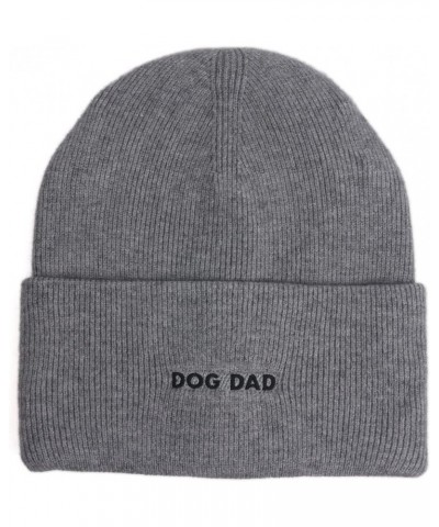 Dog Mom Dog Dad Knit Hat Beanie Touqe Dog Dad Embroidery Gray $11.95 Skullies & Beanies