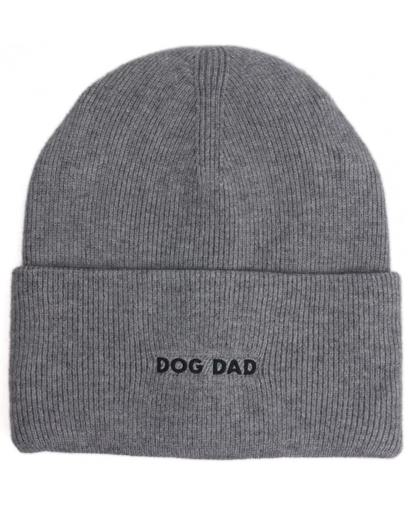 Dog Mom Dog Dad Knit Hat Beanie Touqe Dog Dad Embroidery Gray $11.95 Skullies & Beanies