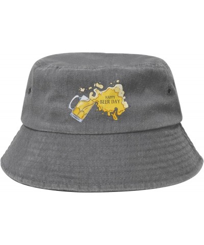 Beer Day Cute Beer Mug Bucket Hat for Men Women Outdoor Washed Cotton Sun Hats Travel Beach Hat Gray $12.43 Bucket Hats