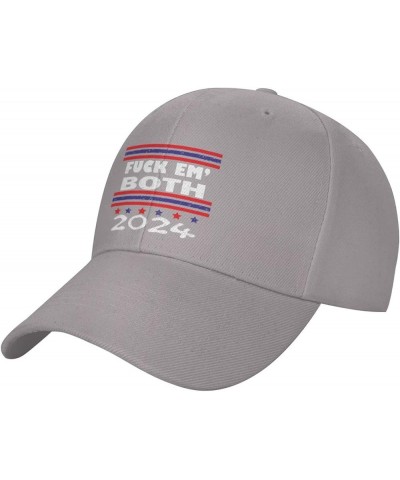 Fuck Em Both 2024 Tru-m-p and Biden Flag-Baseball Caps Denim Hats Cowboy Knit hat Fisherman's hat Gray $13.36 Baseball Caps