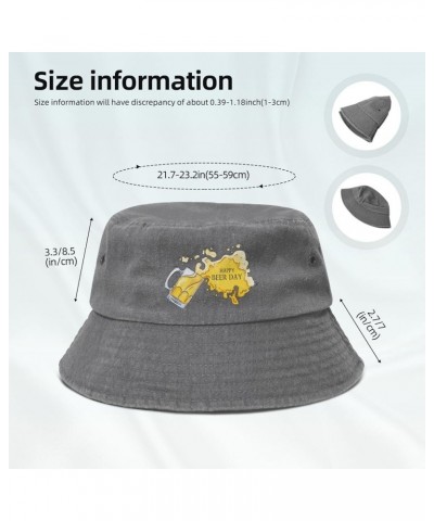 Beer Day Cute Beer Mug Bucket Hat for Men Women Outdoor Washed Cotton Sun Hats Travel Beach Hat Gray $12.43 Bucket Hats