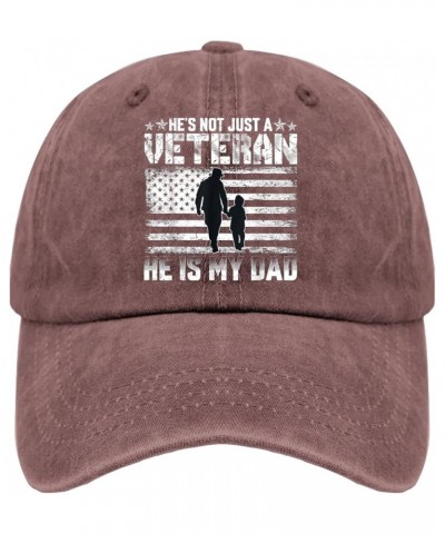 Gifts for Women Hats He's Not Just A Veteran He is My Dad Hat for Mens Women Pigment Black Fishing Hats Wine Red $11.95 Cowbo...