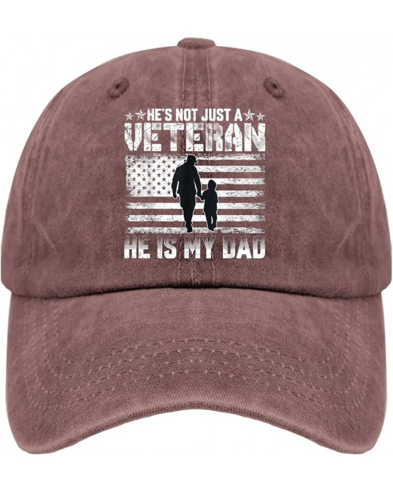 Gifts for Women Hats He's Not Just A Veteran He is My Dad Hat for Mens Women Pigment Black Fishing Hats Wine Red $11.95 Cowbo...