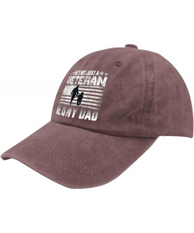 Gifts for Women Hats He's Not Just A Veteran He is My Dad Hat for Mens Women Pigment Black Fishing Hats Wine Red $11.95 Cowbo...