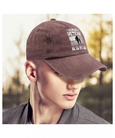 Gifts for Women Hats He's Not Just A Veteran He is My Dad Hat for Mens Women Pigment Black Fishing Hats Wine Red $11.95 Cowbo...