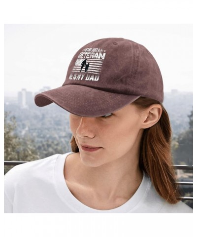 Gifts for Women Hats He's Not Just A Veteran He is My Dad Hat for Mens Women Pigment Black Fishing Hats Wine Red $11.95 Cowbo...