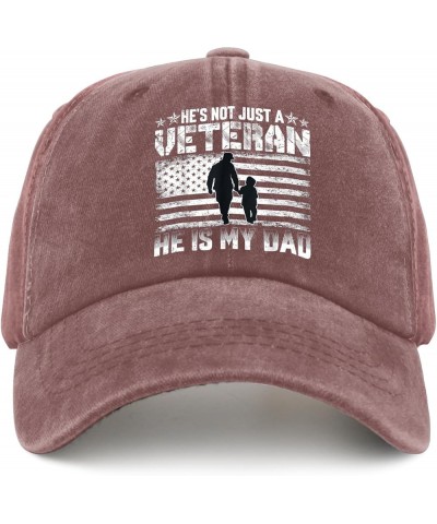 Gifts for Women Hats He's Not Just A Veteran He is My Dad Hat for Mens Women Pigment Black Fishing Hats Wine Red $11.95 Cowbo...