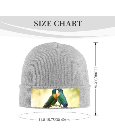 Knit Slouchy Beanie Hats for Men Women Love Birds Warm Cozy Knitted Cuffed Cap Winter Thick Ski Cap Gray $10.08 Skullies & Be...