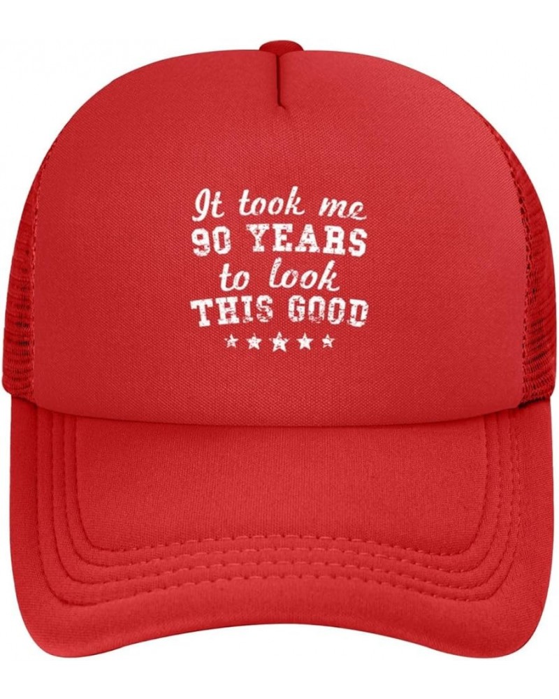 It Took me 90 Years to Look This Good 90 Years Old Funny Trucker Hat Women Mesh Baseball Cap Men Sun Hat Dad Hat Black Red $1...