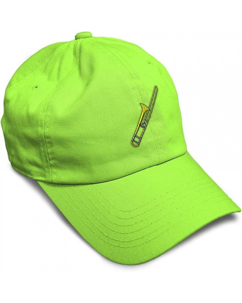 Soft Baseball Cap Trombone Embroidery General Music Trombone Twill Cotton Dad Hats for Men & Women Lime Design Only $16.23 Ba...