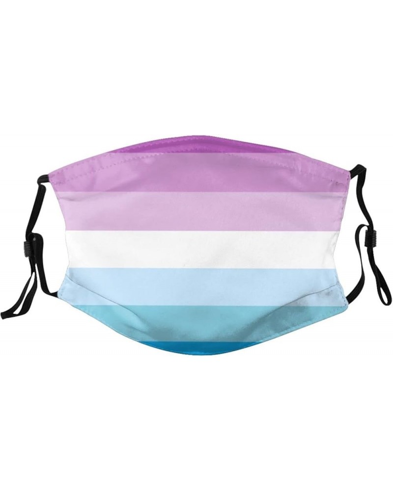 Bigender Male Androgyne Pride Flag Face Mask Washable Reusable Adults Breathable with 2 Filters Black $10.29 Balaclavas