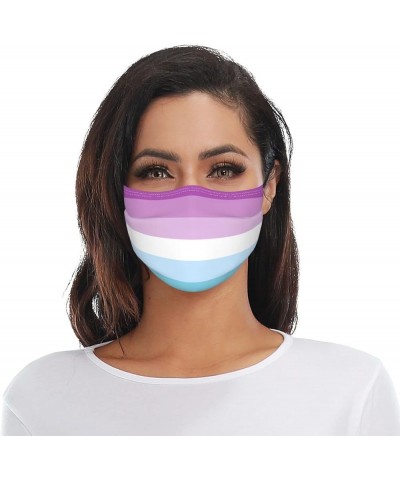 Bigender Male Androgyne Pride Flag Face Mask Washable Reusable Adults Breathable with 2 Filters Black $10.29 Balaclavas