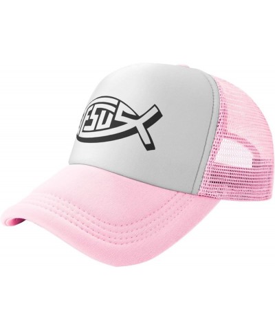 Hat Jesus Trucker Hat Baseball Cap Men Women Cowboy hat Golf Dad Cap Fishing hat Pink $10.66 Baseball Caps