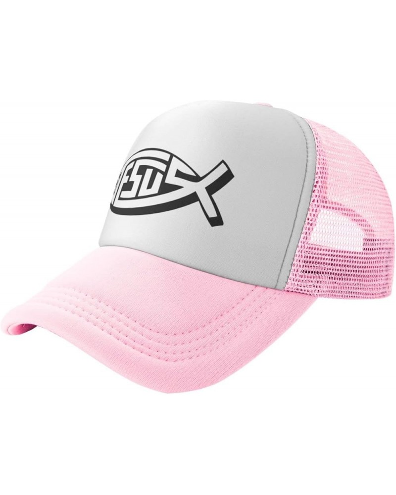 Hat Jesus Trucker Hat Baseball Cap Men Women Cowboy hat Golf Dad Cap Fishing hat Pink $10.66 Baseball Caps