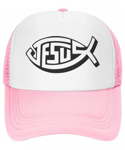 Hat Jesus Trucker Hat Baseball Cap Men Women Cowboy hat Golf Dad Cap Fishing hat Pink $10.66 Baseball Caps