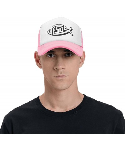 Hat Jesus Trucker Hat Baseball Cap Men Women Cowboy hat Golf Dad Cap Fishing hat Pink $10.66 Baseball Caps