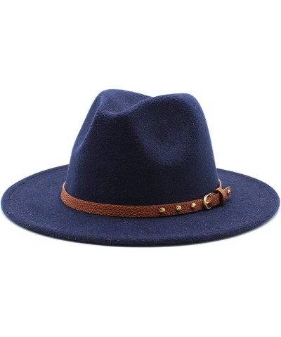 Women Men Wool Fedora Hat Wide Brim Jazz Hat with Punk Ribbon Gentleman Elegant Lady Church Hat White Black Navy $20.35 Fedoras