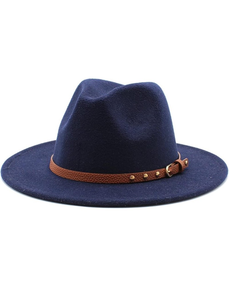 Women Men Wool Fedora Hat Wide Brim Jazz Hat with Punk Ribbon Gentleman Elegant Lady Church Hat White Black Navy $20.35 Fedoras