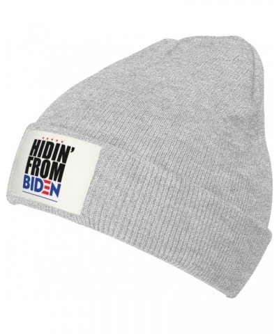 Hiding from Biden Cozy Knit Beanie Hats - Stay Warm in Style Gray $13.44 Skullies & Beanies