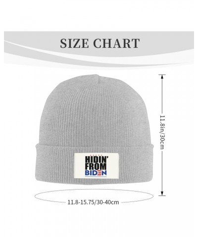 Hiding from Biden Cozy Knit Beanie Hats - Stay Warm in Style Gray $13.44 Skullies & Beanies