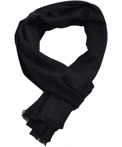 Winter Scarf Men Solid Cashmere Scarves Tassel Black $16.31 Scarves