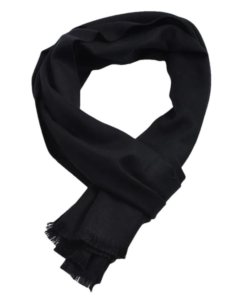 Winter Scarf Men Solid Cashmere Scarves Tassel Black $16.31 Scarves