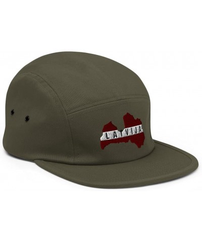 Latvian Flag of Latvia Latvija (Embroidered) Five Panel Hat Olive $14.25 Baseball Caps