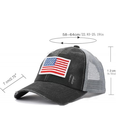 American Flag Trucker Hat for Men Women, Adjustable Embroidered Flag Washed Distressed Mesh Baseball Cap,One Size Z-camouflag...