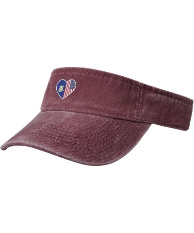 I Love America and Connecticut Sun Visor Hats for Women Men Adjustable Sports Sun Hats Cotton Golf Cap Red $14.57 Visors