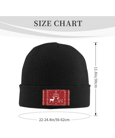 Christmas Elk Print Winter Beanie Hats Skull Cap Lightweight Knit Soft Sleep Multifunctional Headwear Black $11.42 Skullies &...