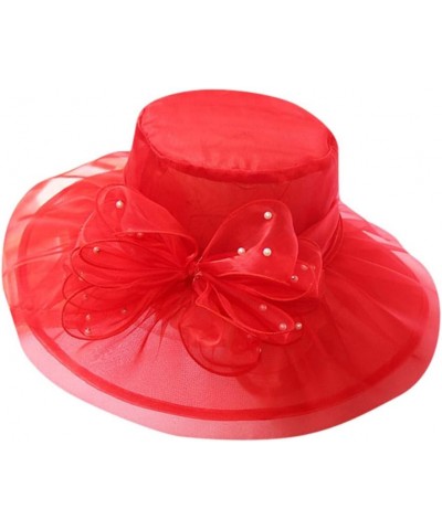 Women's Church Fascinator Bridal Tea Party Wedding Hat Chew Hat Red-b $7.34 Sun Hats