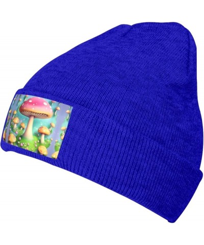 Black Knit Hat Cap Wonderful Little Mushrooms Pattern Soft Good Elasticity Suitable for Outdoor Sports Blue $11.94 Skullies &...