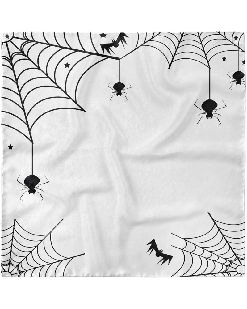 Spider Web Head Scarf, Spiders Bats Cobweb, Hair Wrap Black White $16.11 Scarves