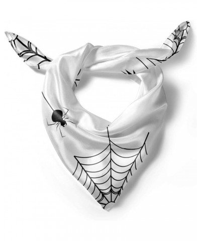 Spider Web Head Scarf, Spiders Bats Cobweb, Hair Wrap Black White $16.11 Scarves