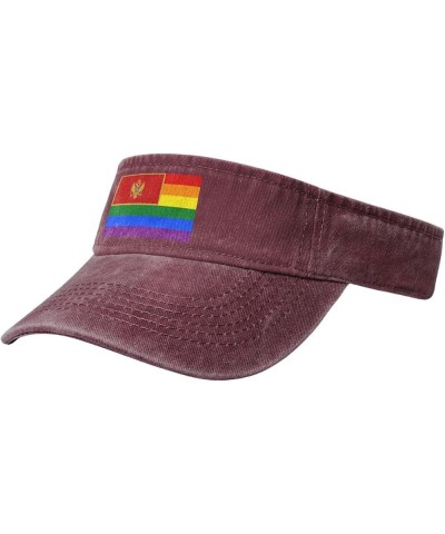 Montenegro Rainbow Flag Sun Visor Hats for Women Men Adjustable Sports Sun Hats Cotton Golf Cap Red $13.11 Visors