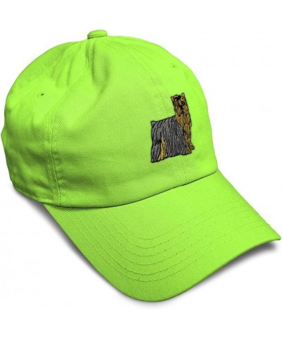 Soft Baseball Cap Yorkshire Terrier Embroidery Dogs Breed Cotton Sideview Dad Hats for Men & Women Lime Design Only $15.07 Ba...