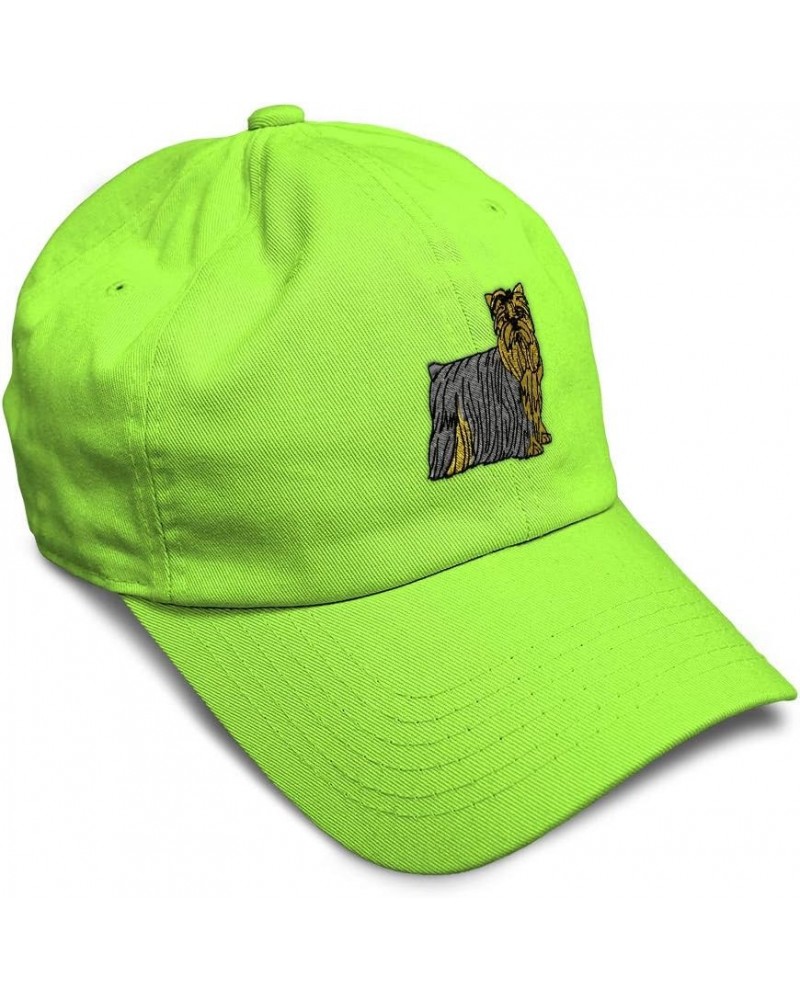 Soft Baseball Cap Yorkshire Terrier Embroidery Dogs Breed Cotton Sideview Dad Hats for Men & Women Lime Design Only $15.07 Ba...