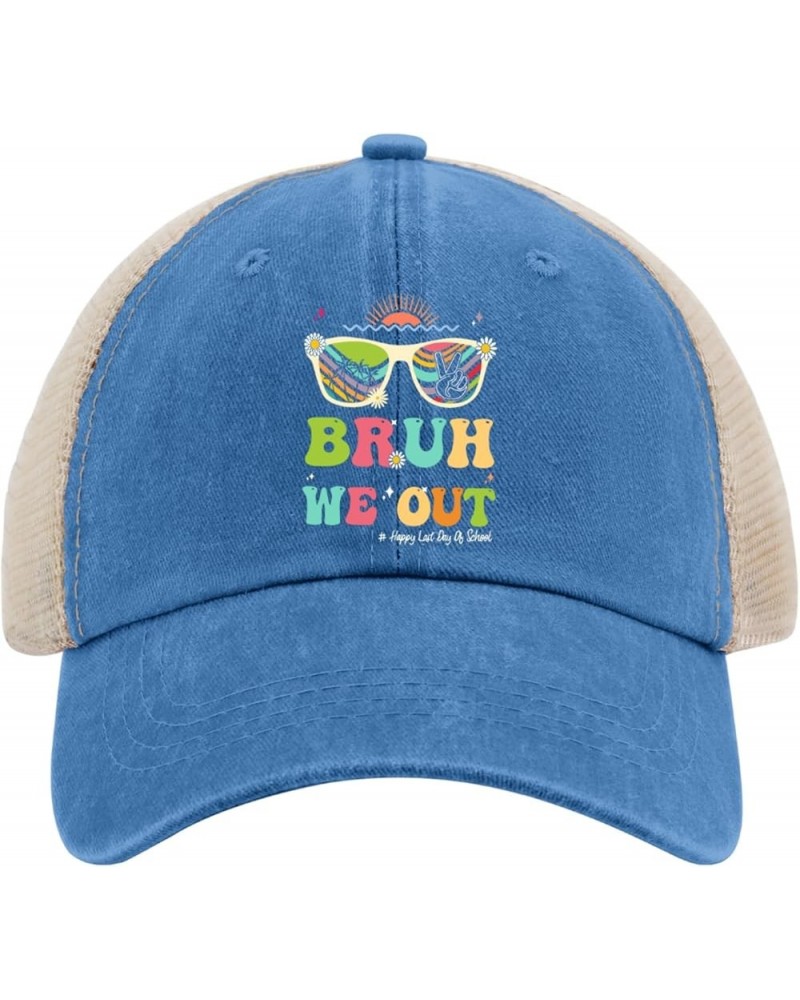 Happy Last Day of School Bruh We Out Hat for Mens Baseball Cap Low Profile Washed Ball Caps Lake Blue $12.31 Baseball Caps