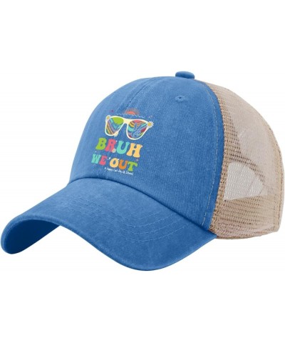 Happy Last Day of School Bruh We Out Hat for Mens Baseball Cap Low Profile Washed Ball Caps Lake Blue $12.31 Baseball Caps