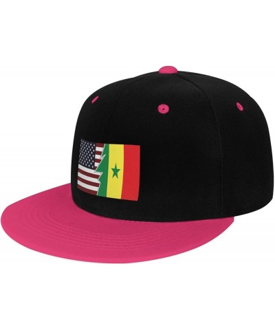 Torn Style American and Senegal Flags Snapback Hat for Men Women Baseball Cap Trucker Flat Bill Hats Dad Caps Pink $13.57 Bas...