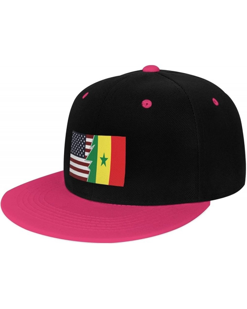 Torn Style American and Senegal Flags Snapback Hat for Men Women Baseball Cap Trucker Flat Bill Hats Dad Caps Pink $13.57 Bas...