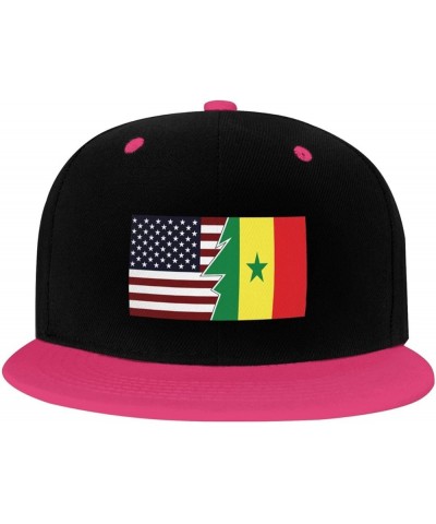 Torn Style American and Senegal Flags Snapback Hat for Men Women Baseball Cap Trucker Flat Bill Hats Dad Caps Pink $13.57 Bas...