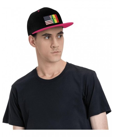 Torn Style American and Senegal Flags Snapback Hat for Men Women Baseball Cap Trucker Flat Bill Hats Dad Caps Pink $13.57 Bas...