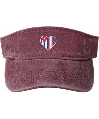 I Love America and Cuba Sun Visor Hats for Women Men Adjustable Sports Sun Hats Golf Cap Red $14.78 Visors