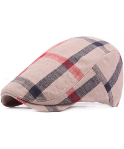 NUBAO Berey Hat Male Painter Hat Plaid Hat Summer Breathable Beret Visor Adjustable (Color : Red) Khaki $35.92 Berets