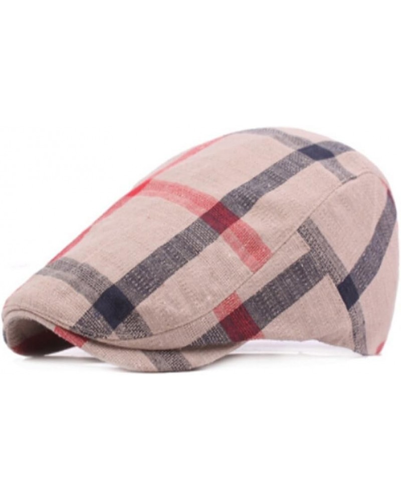 NUBAO Berey Hat Male Painter Hat Plaid Hat Summer Breathable Beret Visor Adjustable (Color : Red) Khaki $35.92 Berets