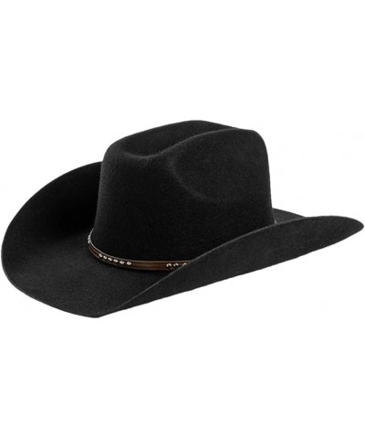 Men's and Women's Wide Brim Hat Cowboy Hats Vintage Jazz Hat Caps Black $44.90 Cowboy Hats